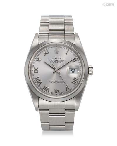 ROLEX, REF. 16200, DATEJUST, A STEEL WRISTWATCH WITH DATE ON...