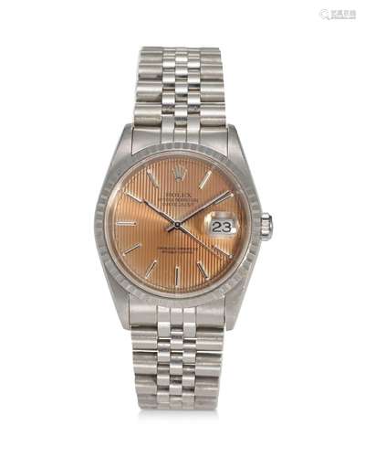 ROLEX, REF. 16220, DATEJUST, A FINE STEEL WRISTWATCH WITH TR...