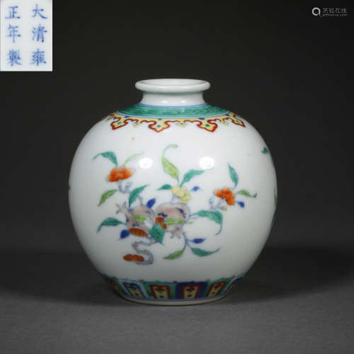 CHINESE BUCKET COLOR FLOWER WATER VASE, QING DYNASTY