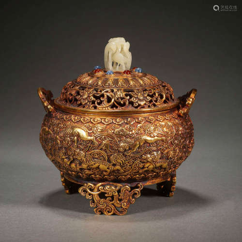 CHINESE QING DYNASTY GILT AROMATHERAPY FURNACE