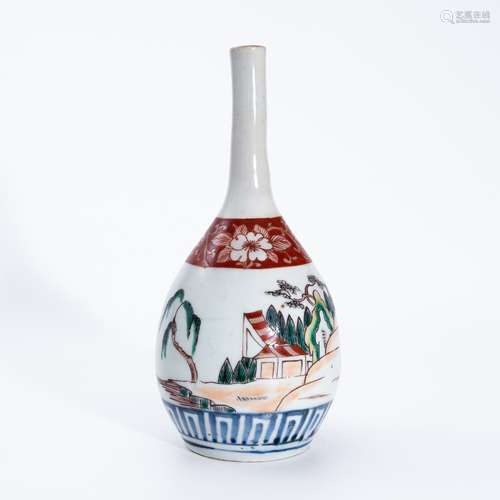 清代五彩锥形瓶 A famille verte conical vase in Qing Dynasty