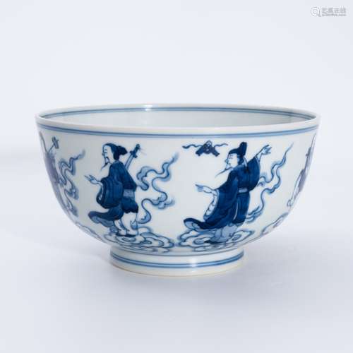 清代青花八仙碗 A underglaze blue bowl with the pattern of th...