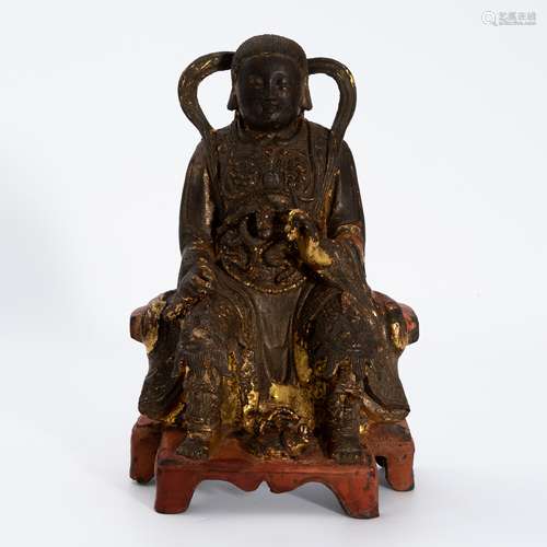 明代漆金玄武大帝造像 A lacquered gold statue of Emperor Xuan...