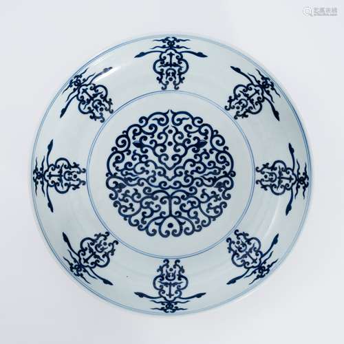 清代宣统青花盘 A underglaze blue plate in the Xiantong perio...