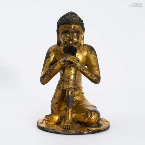 明代铜鎏金雪山大士造像 A gilt bronze Snow Mountain Master in...