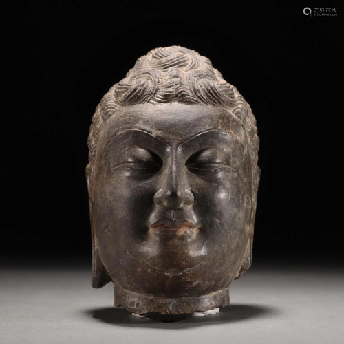 A Chinese Carved Stone Buddha Head Han Dyn.