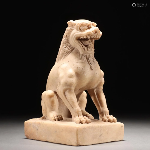 A Chinese Carved Marble Feline Tang Dyn.