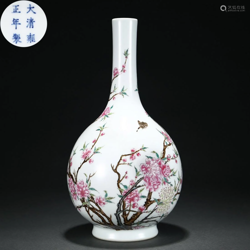 A Chinese Famille Rose Bottle Vase Qing Dyn.