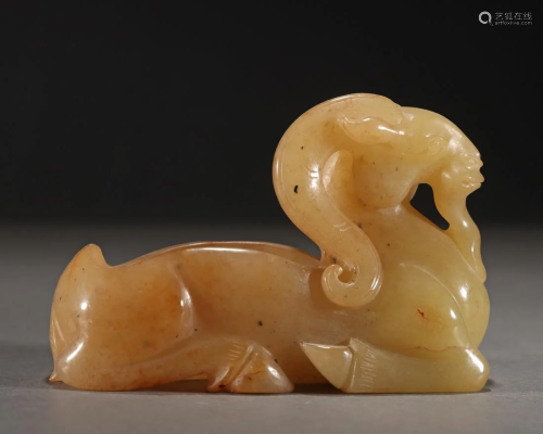 A Chinese Carved Jade Ram Shang Dyn.