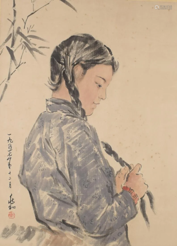 A Chinese Scroll Painting By Jiang Zhaohe