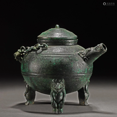 A Chinese Bronze Wine Vessel He Shang Dyn.