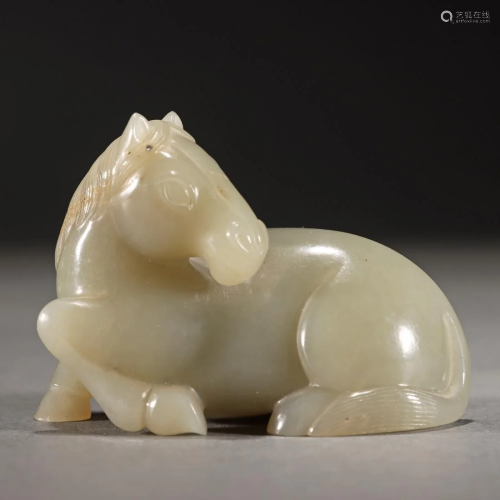 A Chinese Carved Jade Horse Qing Dyn.