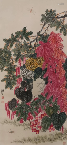 A Chinese Scroll Painting By Qi Baishi