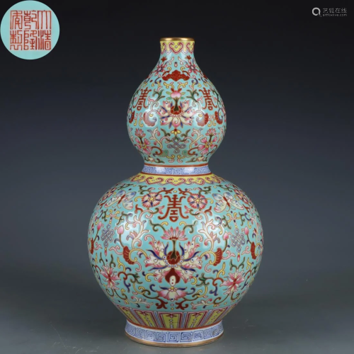 A Chinese Famille Rose Double Gourds Vase Qing Dyn.