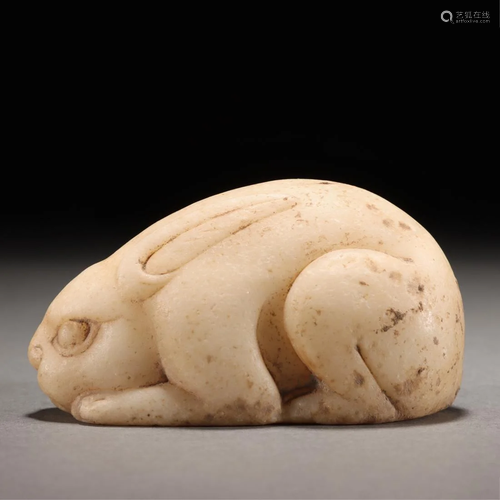 A Chinese Carved Marble Rabbit Tang Dyn.