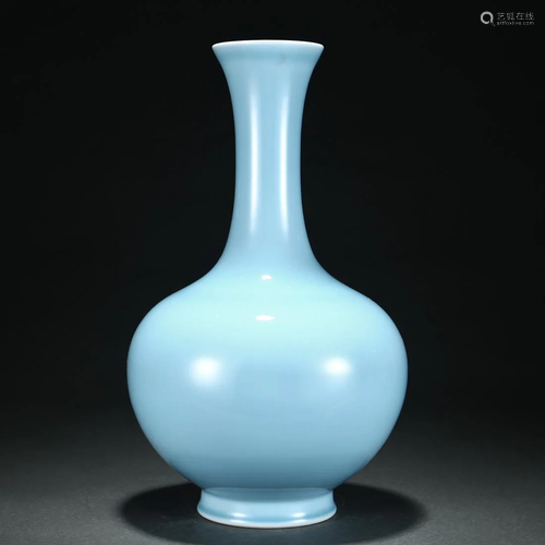 A Chinese Blue Glaze Bottle Vase Qing Dyn.