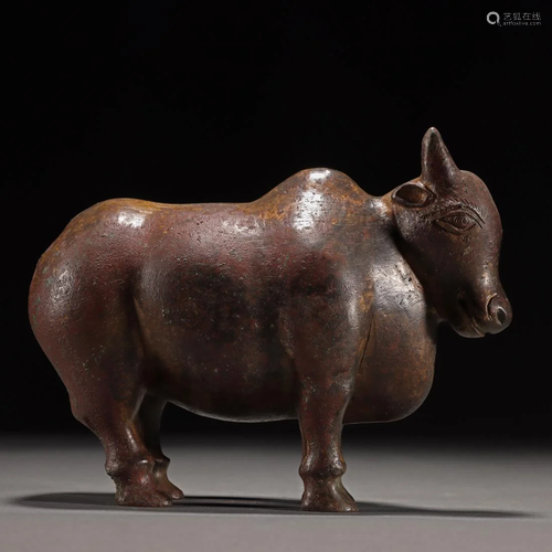 A Chinese Bronze Standing Ox