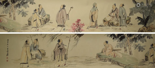 A Chinese Hand Scroll Painting By Zhang Daqian