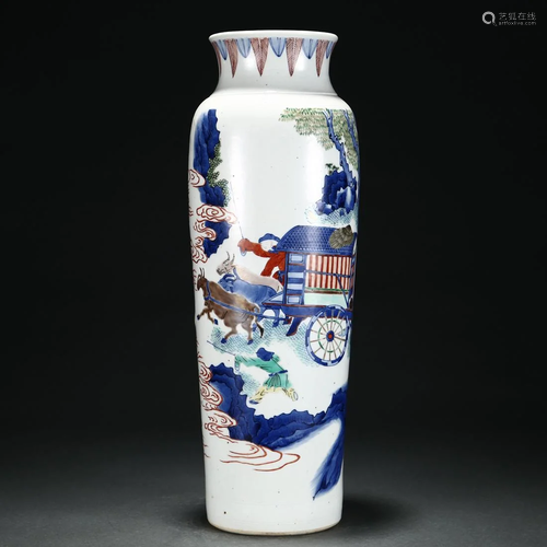 A Famille Verte Sleeve Vase Qing Dyn.