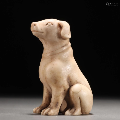 A Chinese Carved Marble Hound Tang Dyn.