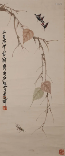 A Chinese Scroll Painting By Qi Baishi