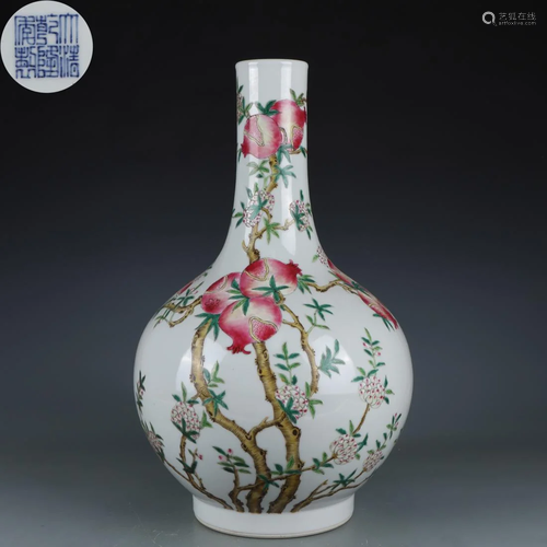 A Chinese Famille Rose Bottle Vase Qing Dyn.