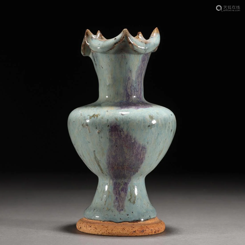 A Chinese Purple-splashed Lobed Vase Song Dyn.