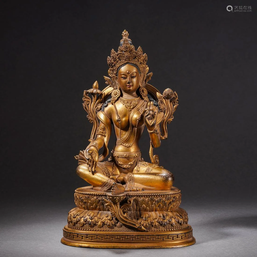 A Tibetan Bronze Figure of Green Tara