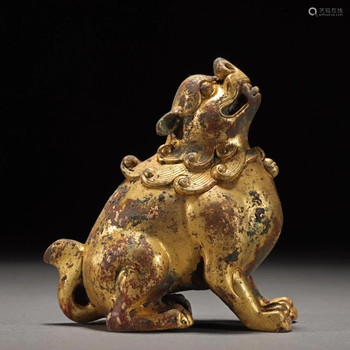 A Chinese Bronze-gilt Incense Burner Qing Dyn.