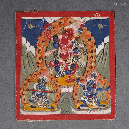 A Tibetan Thangka of Protector