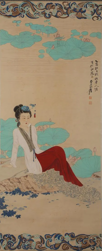 A Chinese Scroll Painting By Zhang Daqian