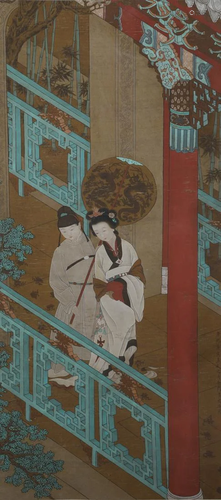 A Chinese Scroll Painting By Leng Mei