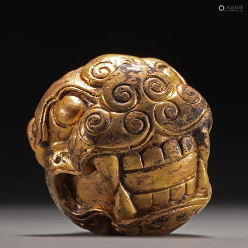 A Chinese Bronze-gilt Beast Head Qing Dyn.