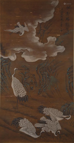 A Chinese Scroll Painting By Song Huizong