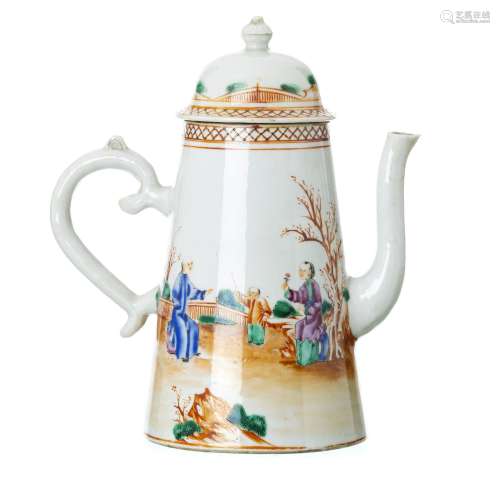 Coffee pot 'Mandarin' in Chinese porcelain, Qianlong