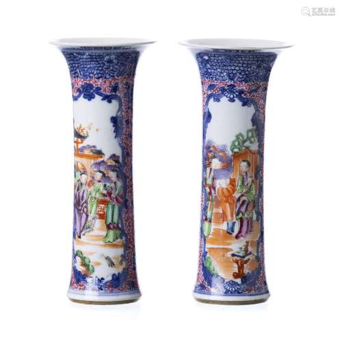 Pair of Chinese porcelain 'Mandarin' vases, Qianlong
