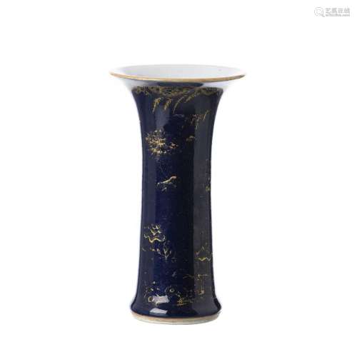 Small Chinese porcelain powder blue vase, Kangxi