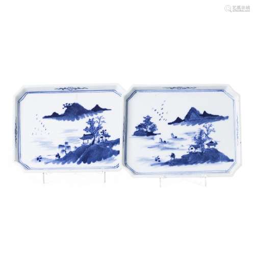 Pair of Chinese porcelain trays, Minguo