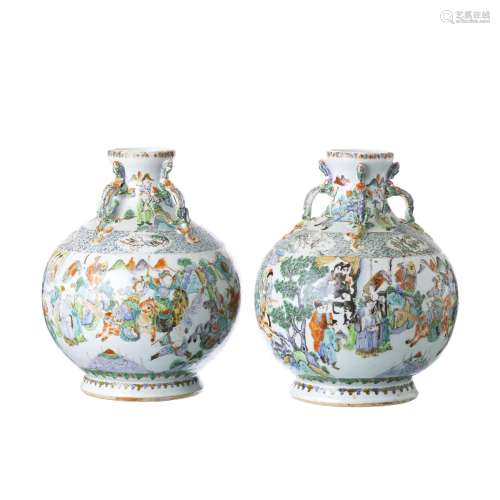 Pair of Chinese porcelain 'mandarin' vases, Guangxu