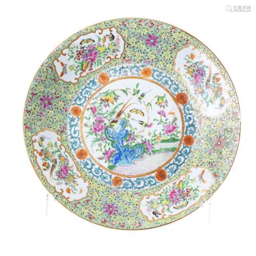 Large Chinese porcelain rose medallion plate, Guangxu
