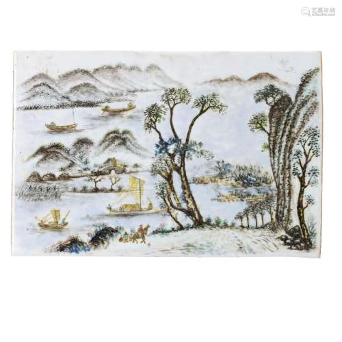 Chinese landscape porcelain plaque