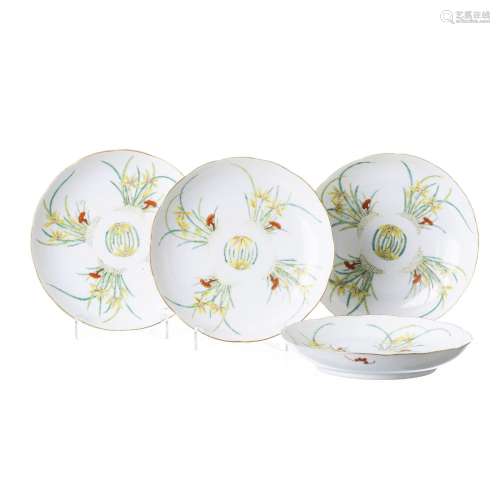 Four Chinese porcelain flower bowls, Guangxu