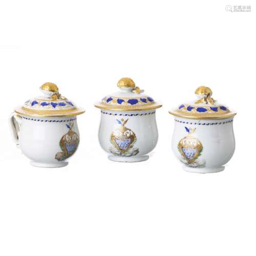 Three Chinese porcelain rArmorial creamers, Jiaqing