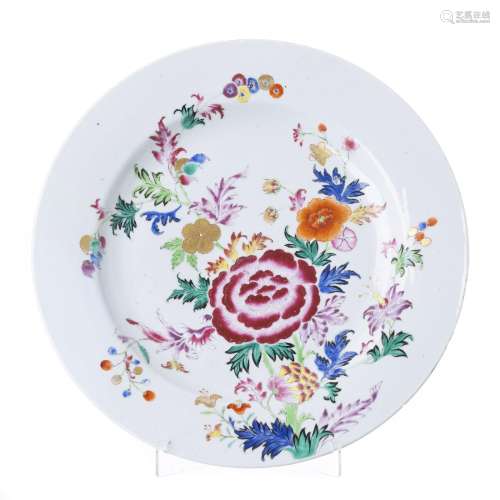 Large Chinese peony porcelain plate