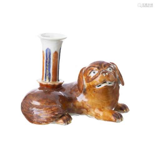 Chinese porcelain 'dog' candlestick