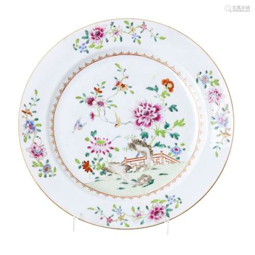 Large Chinese porcelain 'famille rose' plate
