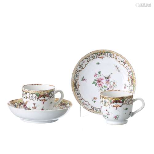 Two Chinese porcelain cups and saucers, Qianlong