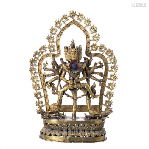 Buddhist bronze Bodhisattva Chakrasamvara in union with Vajr...
