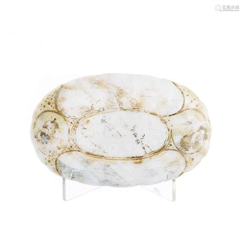 Mughal carved white jade bowl