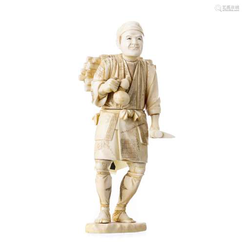 Ivory Japanese Okimono, Lumberjack